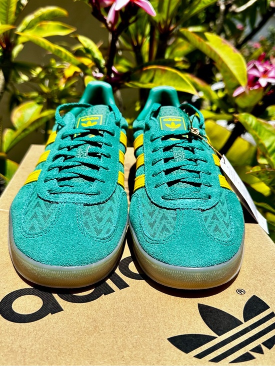 adidas Other - adidas Gazelle Women’s Teal Suede Sneakers Green with Yellow Three Stripes